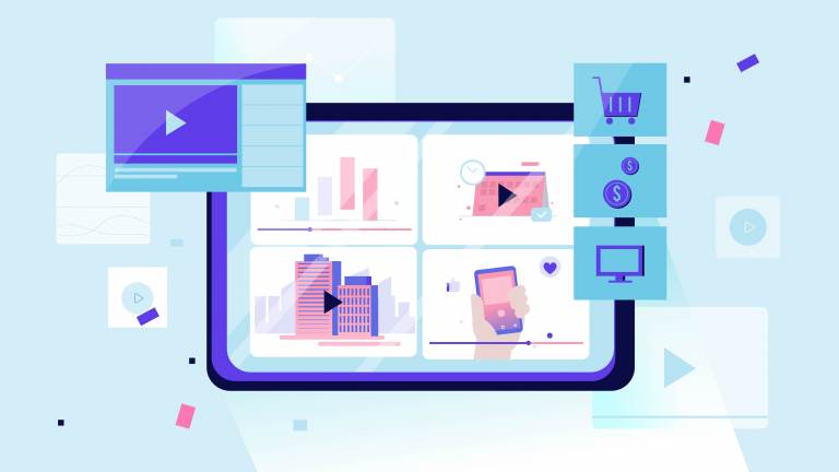 Tampilan explainer video di layar tablet