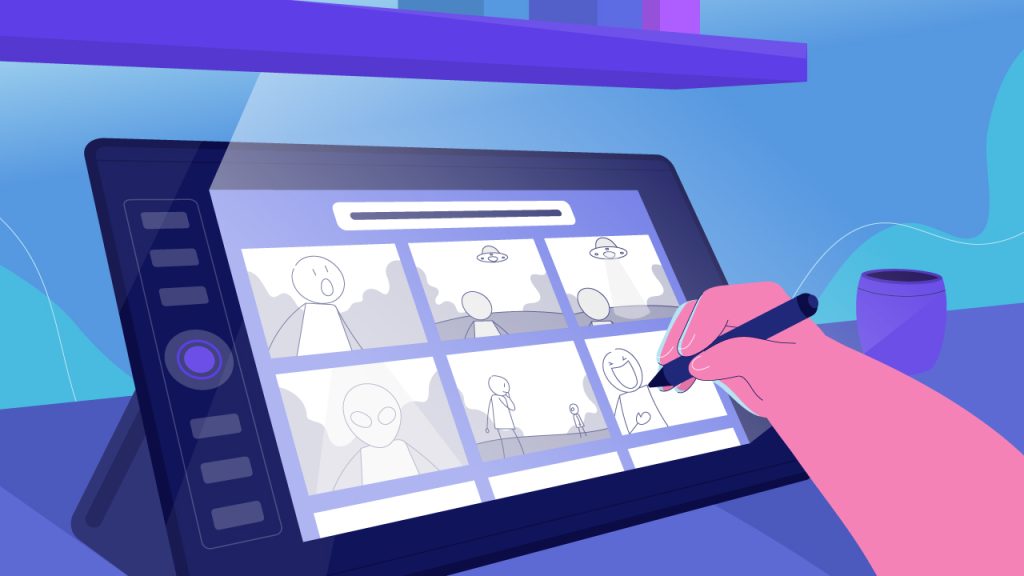 Ilustrasi proses pembuatan storyboard.